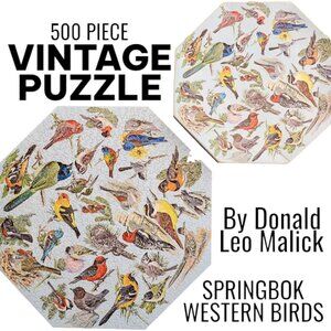 Vintage 500 Piece 1968 Springbok Octagon Puzzle Western Birds by Malick PZL 8015